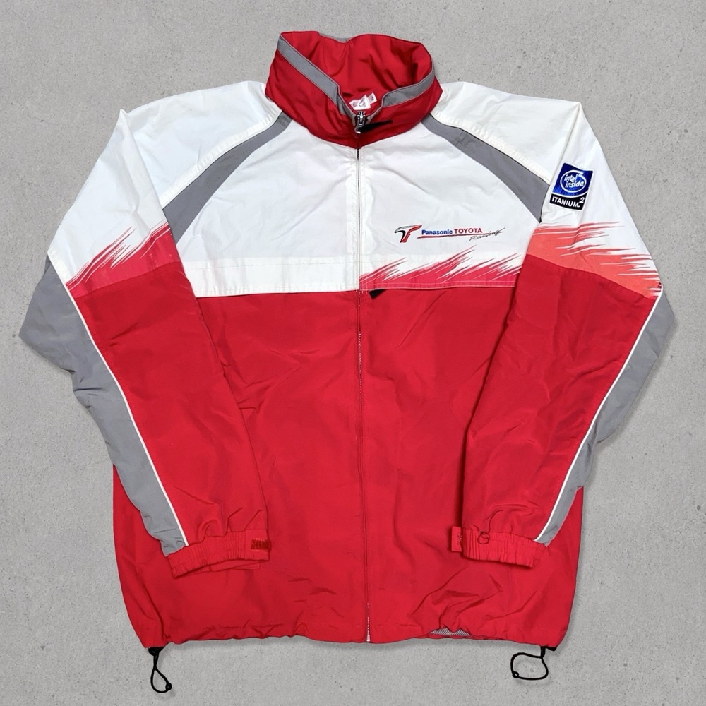 Vintage Panasonic Toyota Racing F1 Jacket Size XL Red White Y2K Motorsport